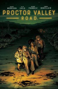 Proctor Valley Road - illustration of four teen girls on a desolate road in the middle of the night