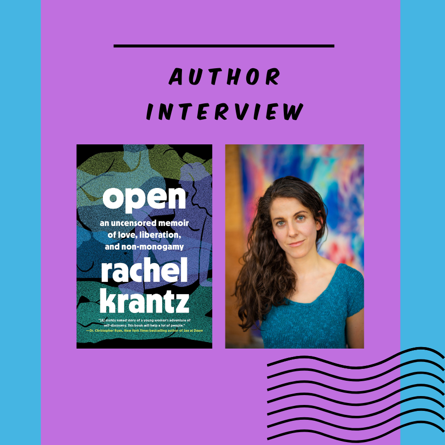 Images of Open book cover and author Rachel Krantz