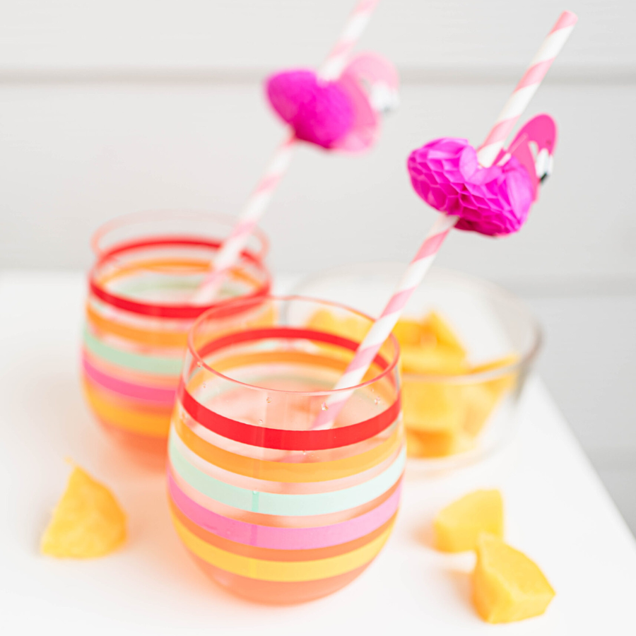 drink preference - photo of colorful striped tumblers filled with fun drinks