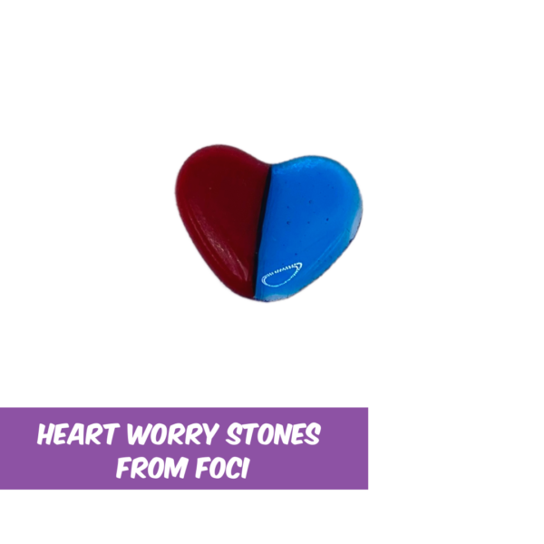 Glass heart worry stones