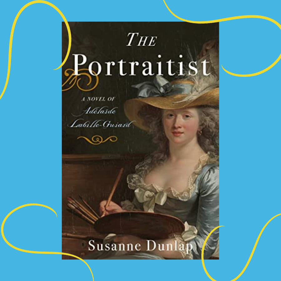 book cover of The Portraitist, featuring an 18th-century oil painting self-portrait of a woman with a brush and paint palette