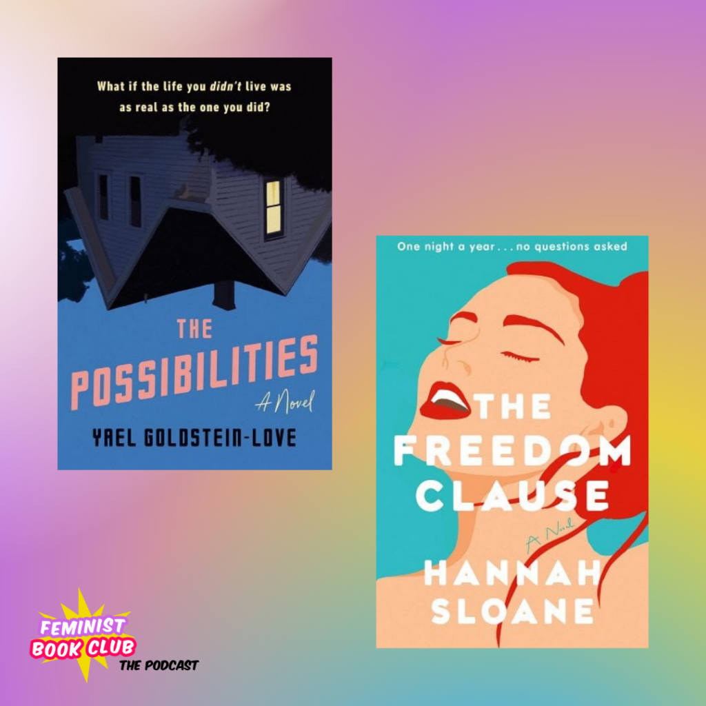 The Possibilities by Yael Goldstein-Love and The Freedom Clause by Hannah Sloane book covers on a purple background