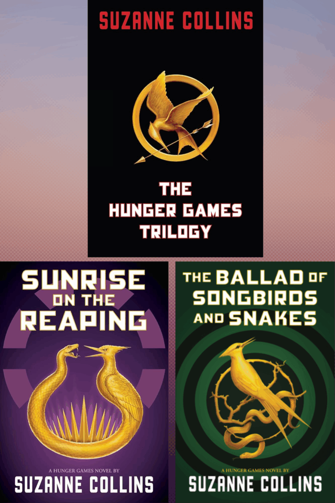 Covers of the Hunger Games books by Suzanne Collins